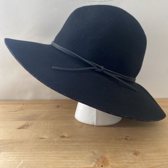 Phenix Wool Hat Black Wool Felt Western Hat w Floppy Brim Adjustable 56 cm - Picture 1 of 10